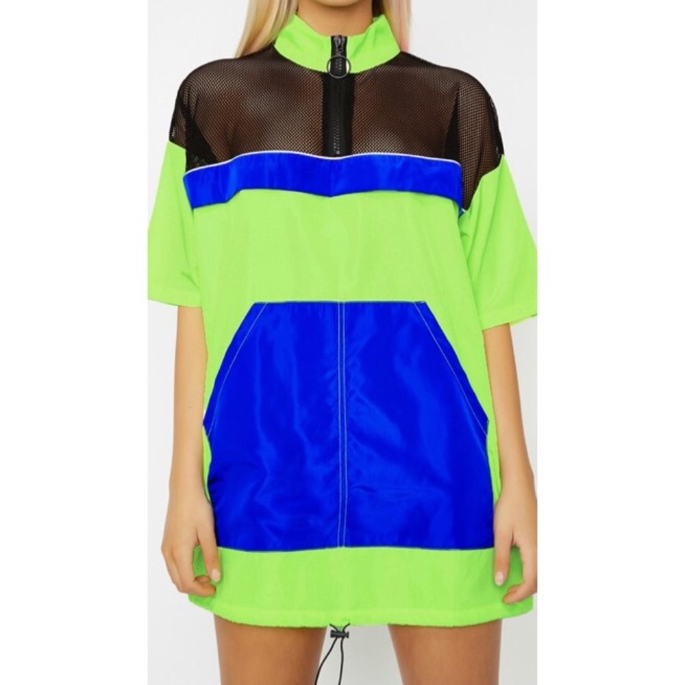 Cute Neon Color Block Mini Dress 💚